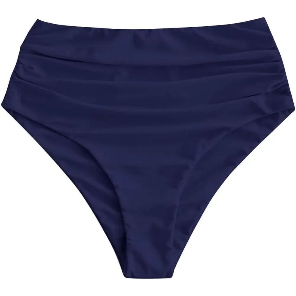 ZAFUL Women's High Waisted Bikini Bottom Ruched Tummy Control Swimsuit NEW